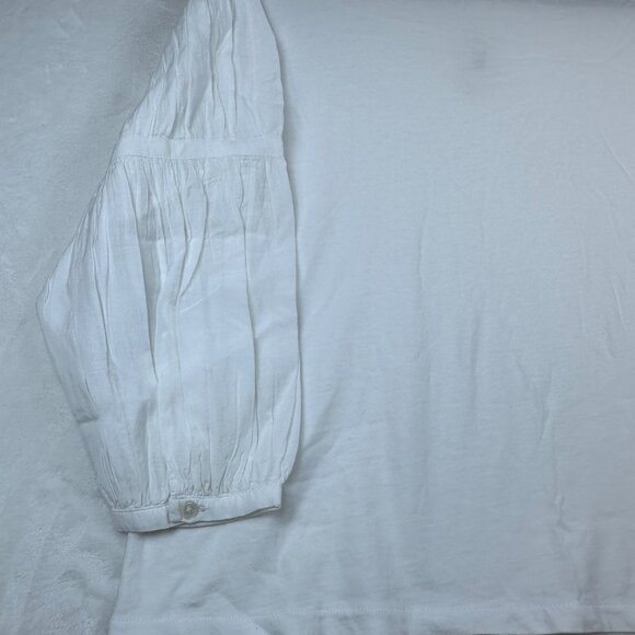 Madewell Womens Puff-Sleeve Blouse Drop-Shoulder Knit-Cotton Top Sz XS NWT - Picture 8 of 12